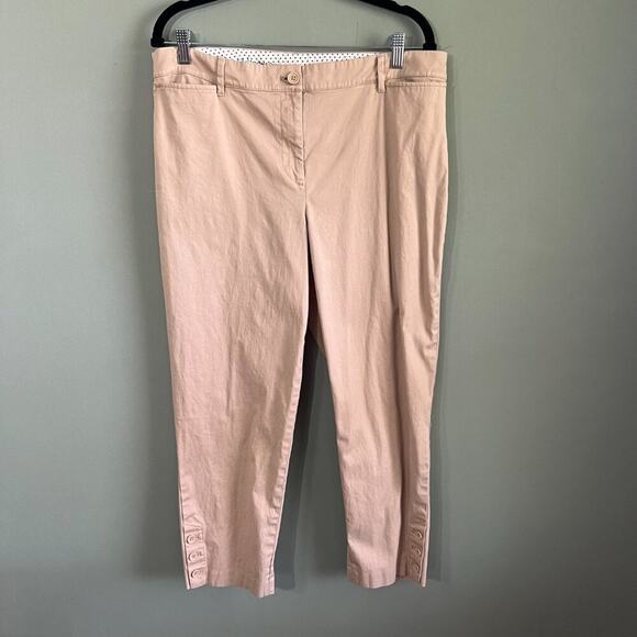 Talbots Women's Beige Perfect Crop Pants with Button Hem Detailing, Size 12 - Picture 1 of 9